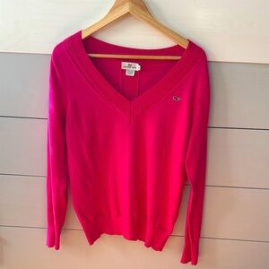Vineyard Vines Bright Pink V-Neck Sweater